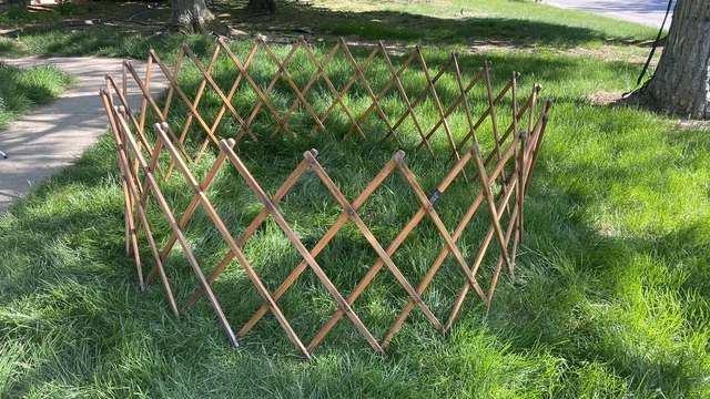 Antique Primitive Wood Expanding Circular Fence Trellis
