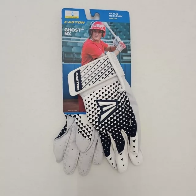 Easton Ghost NX Womens Batting Gloves Fastpitch Softball White Black Size Large