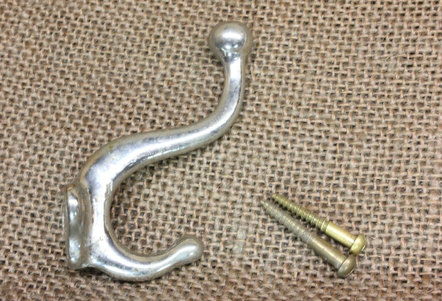 Lavatory Hook Old Chrome Brass Hanger Vintage Coat Bath Robe Matches Razor Strop