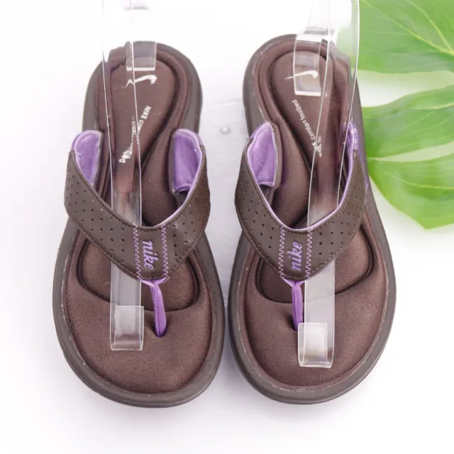 Nike Women's Comfort Footbed Sandal Size 7 Thong Flip Flop Slide Brown Purple