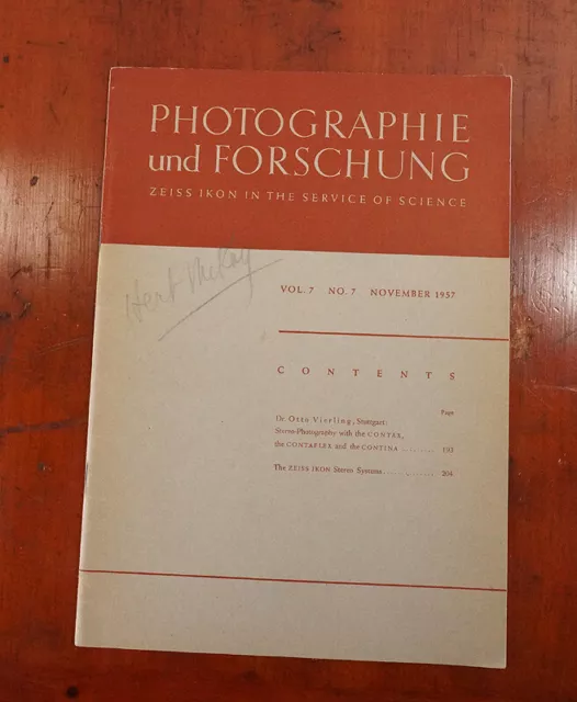 Zeiss Photographie Und Forschung V7 N7 1957 Stereo Photography/221683