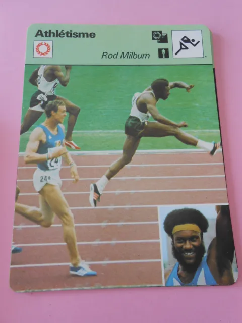 Athlétisme Rod Milburn né à Apelousas en Louisiane Fiche Card 1978