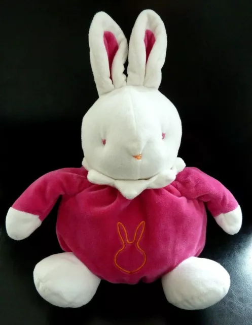 *. DOUDOU PELUCHE BOULE KLORANE LAPIN ROSE FUSHIA BLANC 24cm - ETAT NEUF*