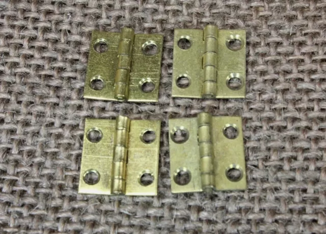 4 Old Door Box Butt Hinges Solid Brass 1/2" X 1/2” Tiny Mini Vintage USA Made