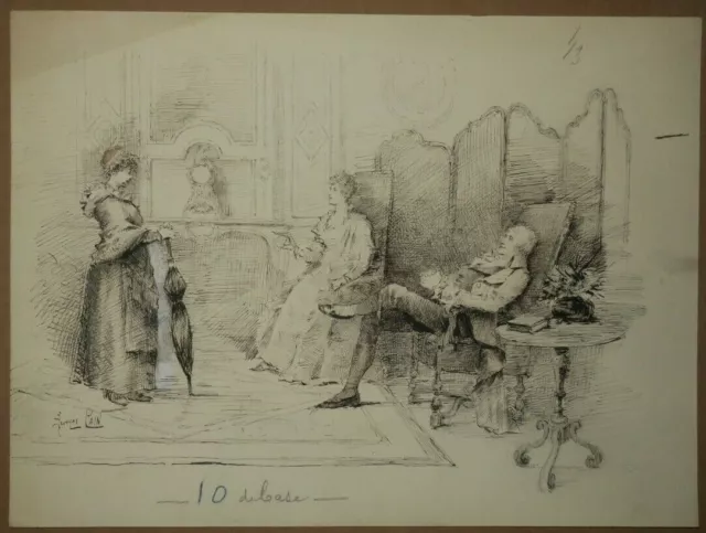 Georges Cain, Dessin à l'encre et gouache, fin du XIXème - début du XXème siècle