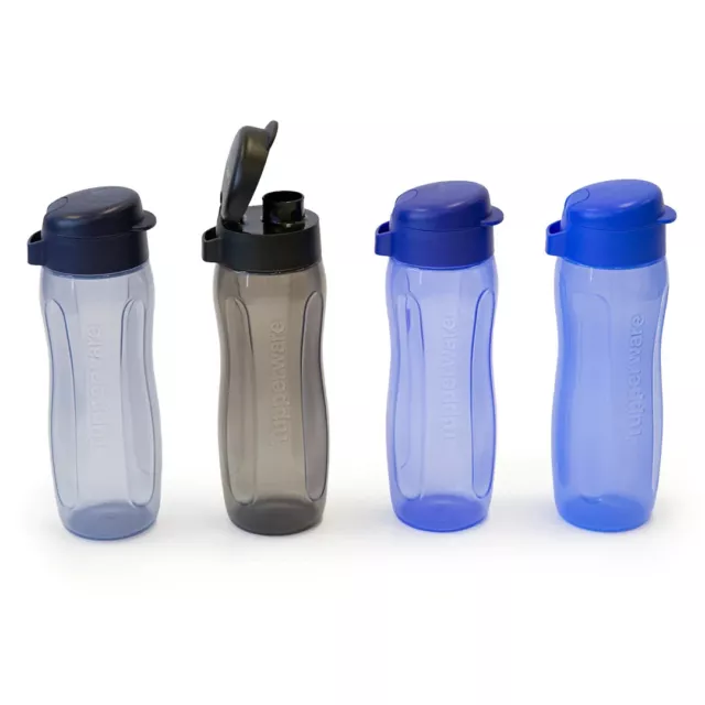 Brand NEW Tupperware Set of 4 500ml Eco Water Drink Bottle Blue & Black