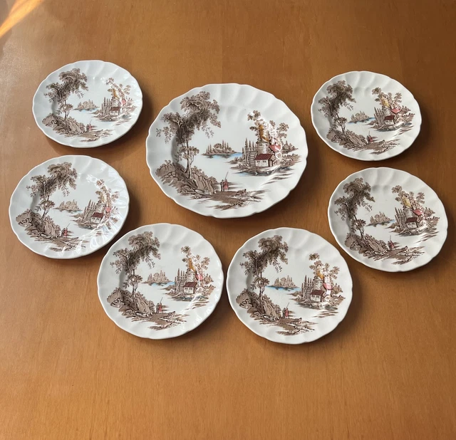 SERVICE DE TABLE années 50 60 porcelaine roses 6 assiettes plates + 6 dessert EUR 35,00 - FR