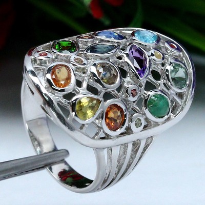 CLR Déguisement Clr Tourmaline & Chromé Diopside Boucles 925 Argent Sterling 