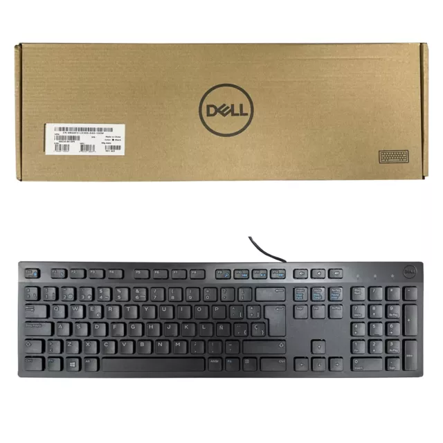 Nuevo Original Teclado Slim multimedia Español QWERTY Dell KB216 580ADGS - Negro