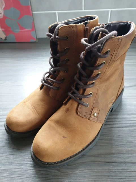 CLARKS WOMENS Orinoco Spice Zip Lace Up Boots Size Uk 4 D