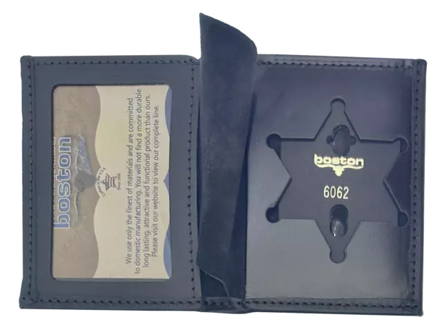 BOSTON LEATHER BOOK STYLE BADGE WALLET: Illinois State Police Star Cutout (15...