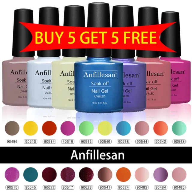 72 Colors Anfillesan UV Gel Nail Polish Soak Off UV LED Gel Lacquer Manicure DIY