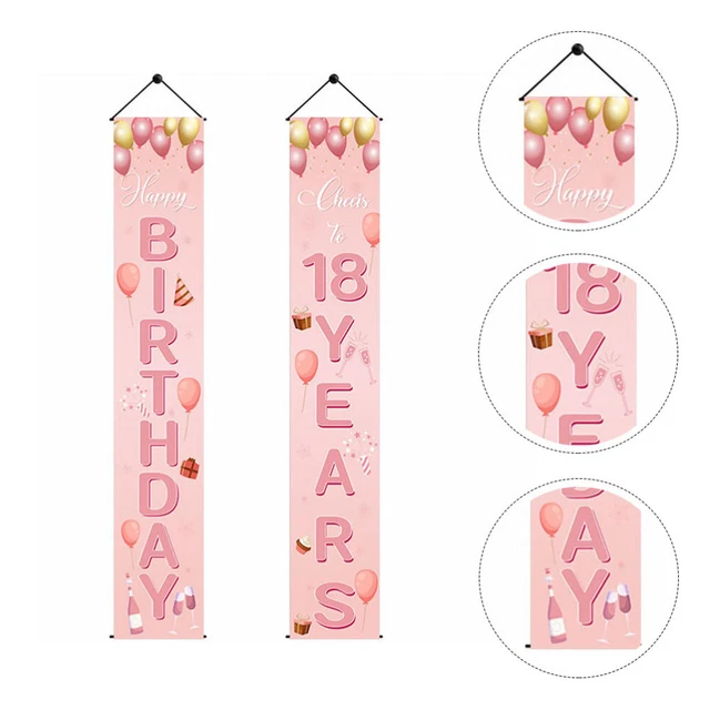 Bandiera compleanno tessuto Oxford targa porta di compleanno rosa