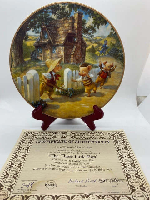 Knowles  Scott Gustafson Three Little Pigs  Plate Classic Fairy Tales F8