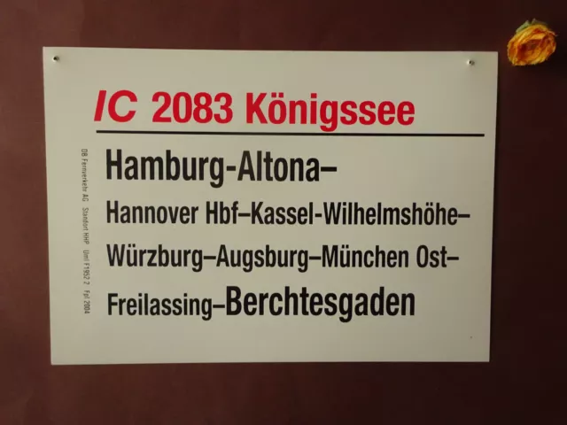 Zuglaufschild IC 2083 Königssee--Hamburg Altona-Freilassing Berchtesgaden--DB 2