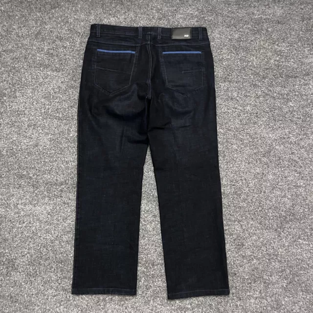 Enzo Men's Denim Jeans 36X30 Regular Straight Loose Fit Dark Wash