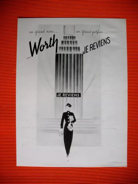 Publicite De Presse Worth Parfum Je Reviens Groom Illustration Sibia 1961