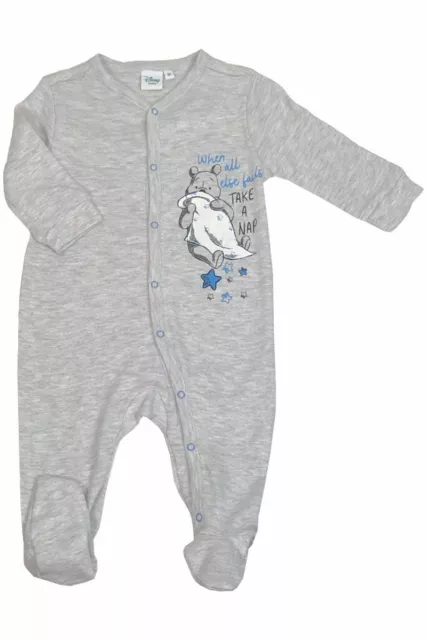 Disney Winnie The Pooh Baby Boy Grey Sleepsuit Babygrow Age 3 6 9 12 18 Months