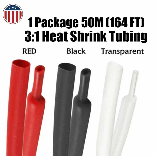 Heat Shrink Tubing 3:1 Black/Red/Clear (1/2 inch) Polyolefin Heat Shrink Tube US