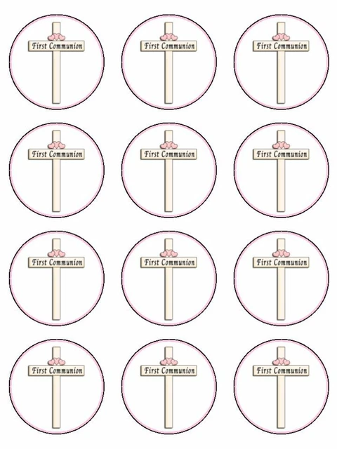 FIRST HOLY COMMUNION Cross Edible Cupcake Toppers Wafer Or Icing first-holy-communion-cross-edible-cupcake-toppers-wafer-or-icing