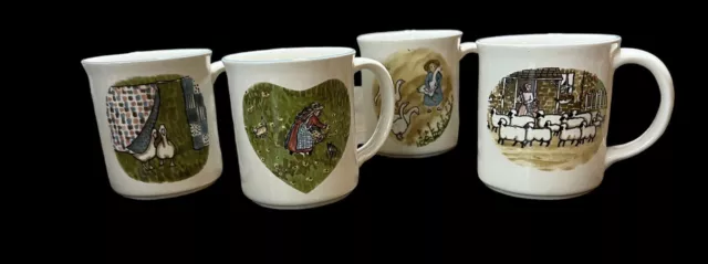4 Pfaltzgraff Country Summer Mugs Bobbi Becker 1St Edition Kittens Geese Sheep