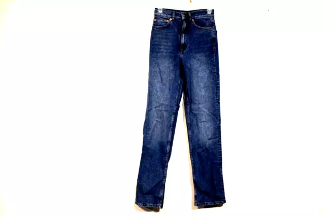 Asos Design Tall High Rise Stretch Slim Straight Leg Jeans Size 26 X 36 Mid Wash