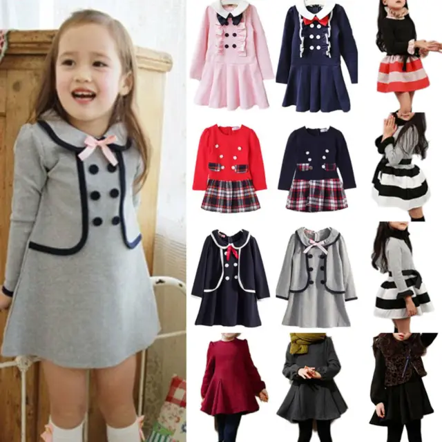 Toddler Baby Girls Kids Winter Long Sleeve Princess Dress Party Outfits Casual 10