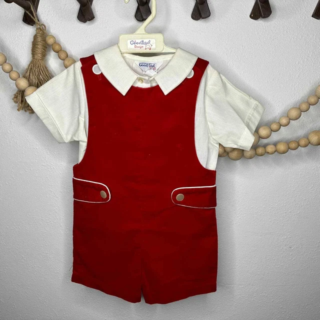 Vintage Goodlad Red Velvet Overall Two Piece Outfit 3T