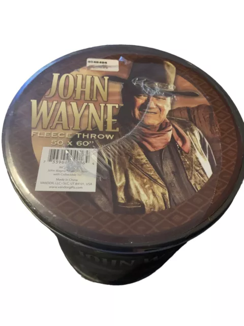 John Wayne The Duke American Legend Tin With Fleece Throw Blanket 47x 60”Sealed