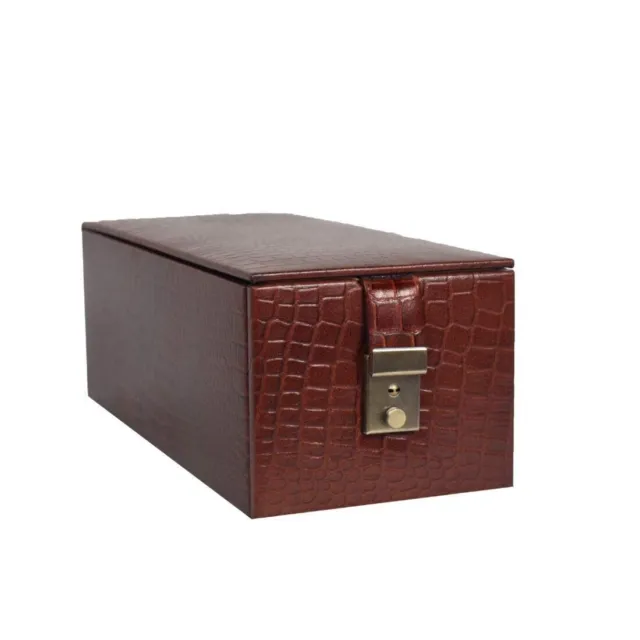 Boîte de rangement de bijoux en cuir/boîte de vanité (paquet de 1, marron)