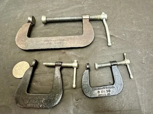 Vintage Cincinnati Tool Company C Clamps, 55, 51, & 50