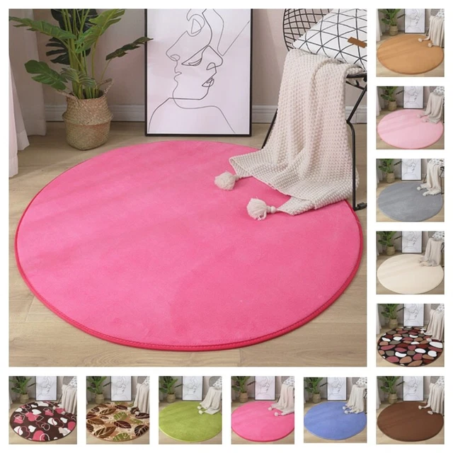 Round Coral Velvet Carpet Color Water Absorption Sofa Carpet Memory Foam