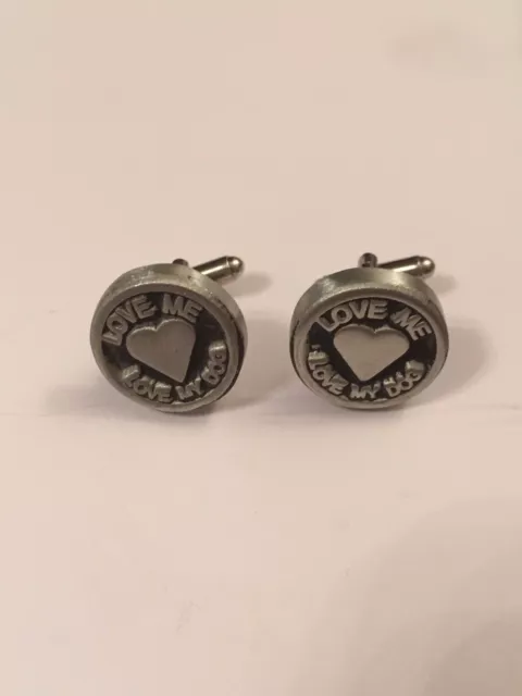 Love Me Love My Dog English Pewter Cufflinks Handmade In Sheffield