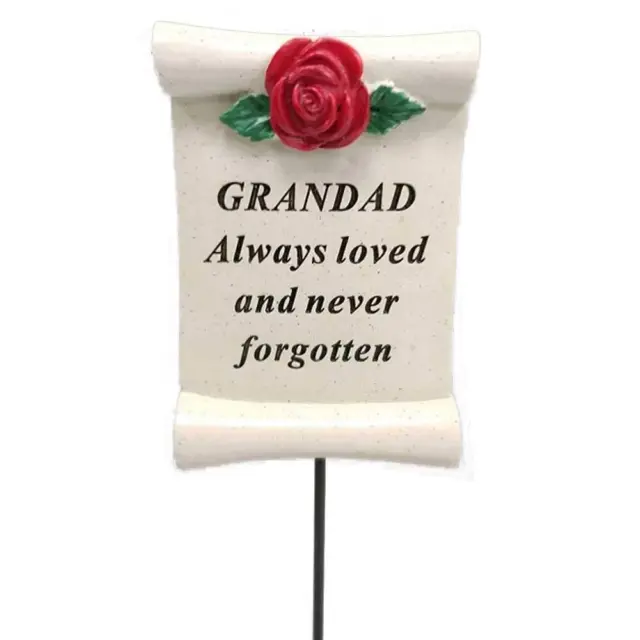 Always Loved Grandad Flower Rose Memorial Tribute Stick Graveside Plaque