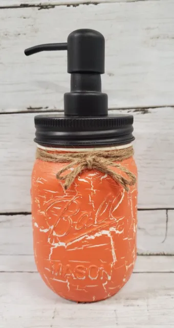 Farmhouse Crackle Painted Ivory Mason Jar Soap Dispenser  10 Color Choices