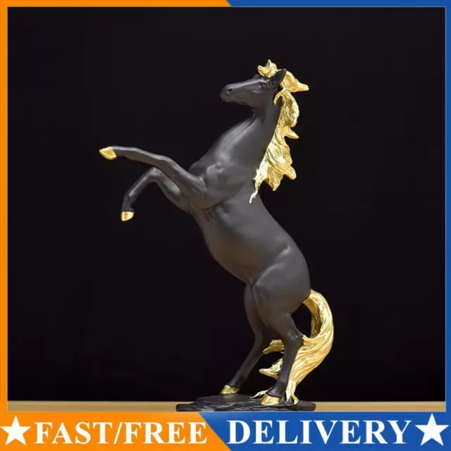 Resin Horse Creative Sculptures Waterproof Animal Statue for Home Room (Black) A