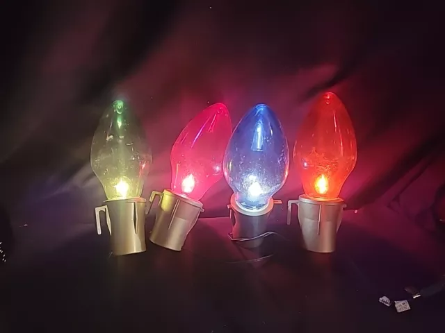 11" Blow Mold Christmas C7 C9 Light Bulb String of 4 Piece Transparent Jumbo