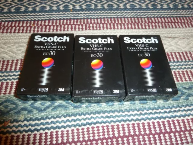 3 Scotch VHS-C Tape - EC-30 Extra Grade Plus EG+ PAL SECAM - New & Sealed