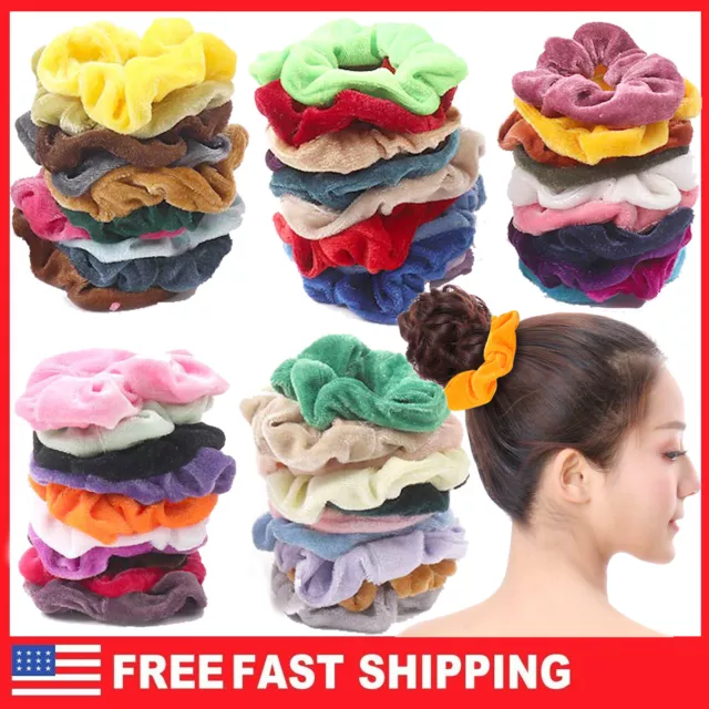 Lot Women Girl Hair Scrunchies Velvet Elastic Hair Bands Scrunchy Rope Ties USA