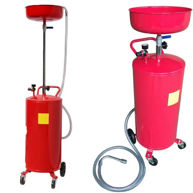 20 Gallon Portable Waste Oil Drain Tank Air Operated Drainage Adjustable Height