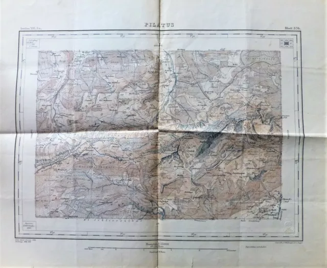 Pilatus Alpnachstad Schweiz Landkarte Switzerland old map 1906