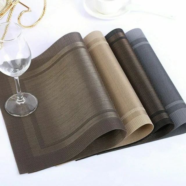 Set of 4 PVC Woven Placemat Dining Kitchen Table Place Mats Non Slip Washable