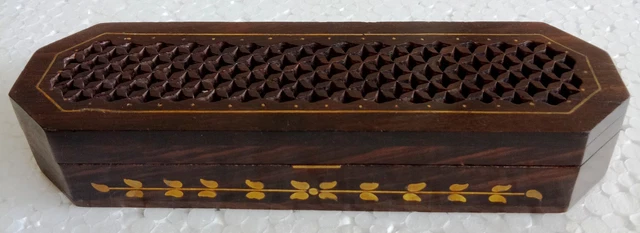 Wooden Box Rare Design Hand Crafted Brass Inlay Work Jewelry Box