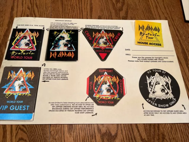 Def Leppard ,1987 Hysteria Tour Passes Page