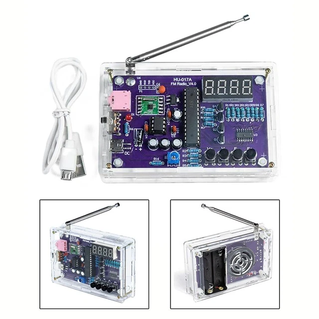 Carte de circuit FM à faire soi-même avec coque acrylique et double alimentati