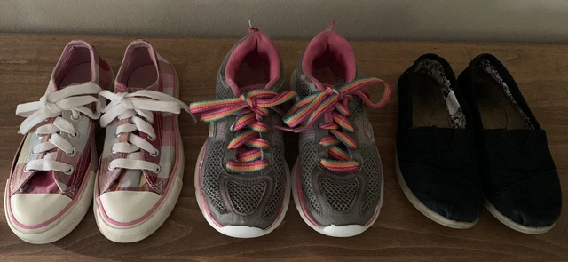 Girls Size 12 Sneakers Shoes Lot Pink Gray Skechers Air Walk Black Canvas Casual