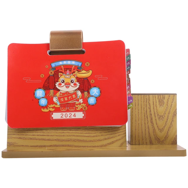 TABLETOP 2024 CALENDAR Year of The Dragon Desk Storage Racks Desktop £