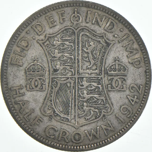 SILVER - WORLD Coin - 1942 Great Britain 1/2 Crown - World Silver Coin *861