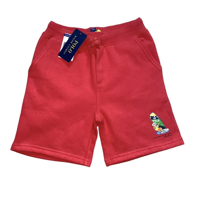 NWT POLO BEAR By Ralph Lauren Active Sweat Shorts Boys Youth Size 7 Red Sail