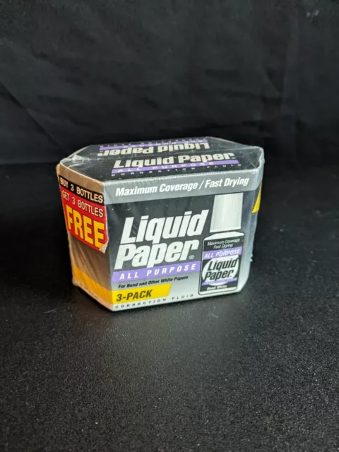 Vintage Liquid Paper Maximum Coverage All Purpose 6 Pack SEALED NOS Purple Grey